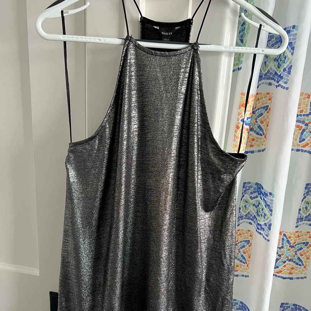 Guess NWT silver cami dressy top - M